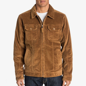 Chaqueta de pana elástica para hombre, forro de Sherpa prémium con bolsillos en el pecho, color marrón, OEM - Product Image 1