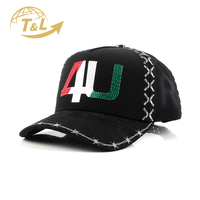 4UGEAR Custom 4U 5 Panel Baseball Hat Caps Curved Brim Luxury Sport Baseball Hats avec Custom Rhinestone logo Gorras