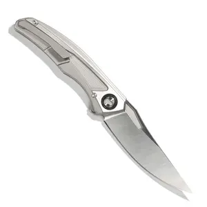 Cuchillo de supervivencia EDC, cuchillo táctico plegable para acampar al aire libre y cazar, cuchillo de bolsillo portátil de titanio con hoja de acero inoxidable