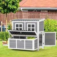 Poulailler en bois spacieux gris tendance pour l'extérieur, cage à poules avec bac à déchets amovible, 3 espaces séparés, nichoir pour volailles de jardin