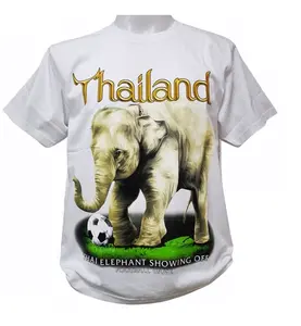 태국 코끼리 킥 사이즈 L 티셔츠 100% 면 제작 태국 오리지널 그래픽 디자인 프리미엄 품질 스크린 인쇄
