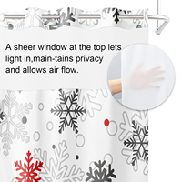 Rideau de Douche Double Couche Luxe Flocon de Neige Hiver - Rideau de Salle de Bain en Polyester Respirant et Imperméable pour Fenêtre Transparente et Intimité