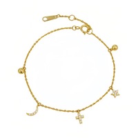 Bracelet Bowei Star Moon en argent sterling S925 plaqué or 18 carats, style tendance, bijoux pour femmes