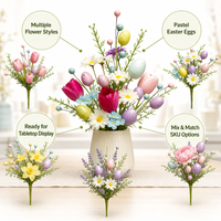 Bouquet de fleurs artificielles et d'œufs de Pâques pour centre de table de fête, décoration florale printanière