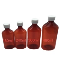 Bouteille de médicament PET rouge personnalisée en gros d'usine 10ml-200ml bouteille de sirop contre la toux de supplément ovale avec Tam