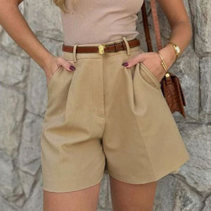 <b>Women</b> Solid Color Tailored <b>Shorts</b>, American Vintage Straight Leg Suit <b>Shorts</b>, Fashion Street Style Casual <b>Short</b> Pants - Product Image 1