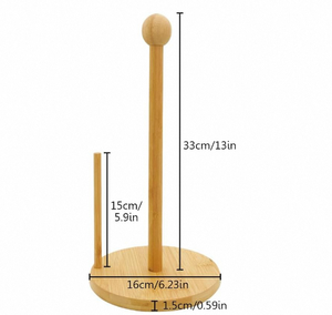 अनुकूलित लोगो बांस रसोई और बाथरूम ब्रैकेट बहुक्रियाशील सुविधा वर्ग लकड़ी के कागज रोल और ऊतक धारक - Product Image 3