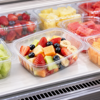 Boîte alimentaire jetable en plastique scellée avec couvercle, conteneur transparent en PET type clamshell 48 OZ, empilable, qualité alimentaire, vente en gros OEM