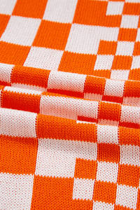 <span class=keywords><strong>Cardigan</strong></span> a tracolla anteriore aperto a scacchi arancioni da donna - Product Image 5