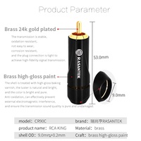 Connecteur RCA mâle haut de gamme RASANTEK plaqué or 24 carats, coque peinte brillante, soudé, diamètre du fil 12,0 mm, certifié CE/FCC, audio HIFI