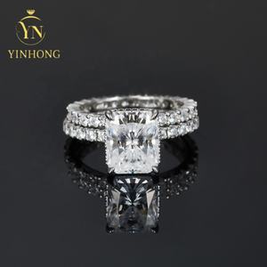 Hete Verkoop Gesimuleerde Diamant Moissanite Ring 925 Sterling Zilver Wit Goud Trouwring Set - Product Image 2