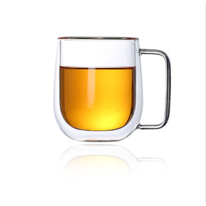 Mug à café en verre à double paroi 250ml 350ml résistant à la chaleur avec poignée pour café, lait, jus - Product Image 2