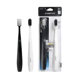 Black White Nano 10000 Bristles Wide Head Soft Bristles Toothbrush With Fine Dense 10000 Bristle Tooth Brushes For Adult