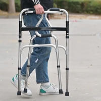 Déambulateur à double roue et double pliage en acier inoxydable pour la rééducation et l'aide à la mobilité des personnes âgées