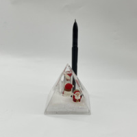 Porte-stylo flottant en acrylique avec liquide, motifs Fraise, Poisson-clown, Paillettes laser, Cocotier, Triangle, pour bureau, Noël, Pâques