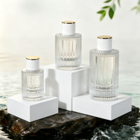 Flacon de parfum en verre rechargeable, atomiseur vide, flacon de parfum en verre texturé côtelé, flacon pulvérisateur de parfum rond vide