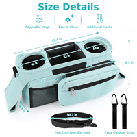 Organisateur de poussette avec porte-gobelet, sangles antidérapantes, sac pour téléphone, accessoires pour poussette pour animaux de compagnie