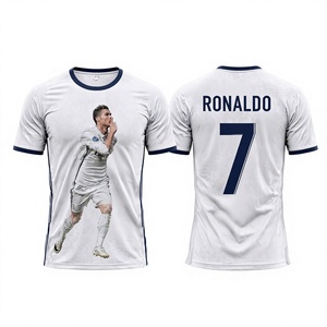 Camiseta de Fútbol Cristiano Ronaldo 7, Unisex, Transpirable, Manga Corta, Cuello Redondo, 100% Poliéster, Color Blanco - Product Image 1