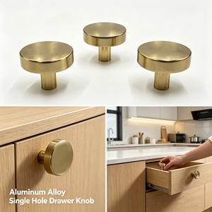 High Quality Adjustable Modern Aluminum <strong>Gold</strong> Round Furniture Cabinet <strong>Knob</strong> Handles for Bedroom Kitchen Drawer and Dresser Pull - Product Image 3