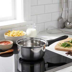 Stainless Steel Saucepan with Ergonomic Handle Multi-Purpose Milk & Curry Pan Light Sauce Features Cover and Pan - Product Image 3