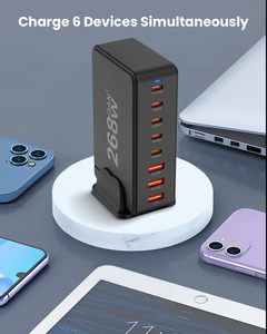 Station de charge rapide USB C PD 268W à 8 ports <span class=keywords><strong>avec</strong></span> 5 USB-C 3 USB-A Hub de charge multiport pour iPhone MacBook Galaxy <span class=keywords><strong>Switch</strong></span> - Product Image 3
