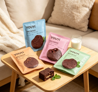 Sachet alimentaire personnalisé imprimé thermoscellable pour biscuits, scellage 3 côtés, emballage plastique avec encoche facile à déchirer pour bonbons, pain et snacks