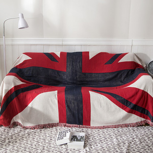 Coperta Decorativa Vintage con Bandiera Americana e Britannica, Tessuto Jacquard, per Divano e Letto - Product Image 5
