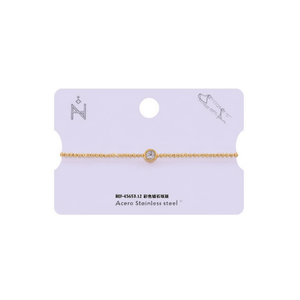 Colorful Zircon <b>Beaded</b> <b>Necklace</b> Gold Plated Stainless Steel Unisex Fashion Gift Jewelry PQT12 - Product Image 2