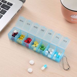 กล่องยาพกพาแบบพลาสติกสำหรับจัดเก็บยาประจำสัปดาห์ พร้อมพวงกุญแจ - Product Image 4