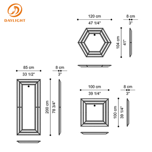 Miroir mural hexagonal moderne de luxe avec cadre superposé et emblème métallique en relief, miroir décoratif de style Art Déco pour villa - Product Image 6