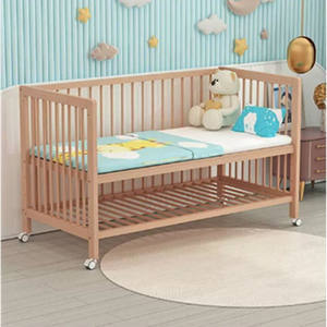Meubles de pépinière en bois bébé petit lit de couchage avec coussin berceaux convertibles lits bébé lit en bois pour bébés - Product Image 2