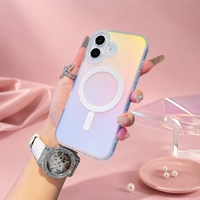 Coque de téléphone magnétique à chargement sans fil pour iPhone en PC irisé