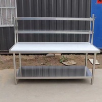 Meja Kerja Lipat Stainless Steel 201/304 dengan Rak Bawah untuk Dapur Restoran