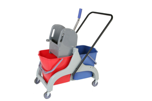 यूरो-स्टाइल 46L डाउन प्रेस रिंगर ट्रॉली डबल क्लीनिंग मॉप रिंगर बाल्टी 2x23L - Product Image 3