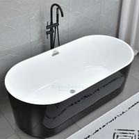 Baignoire autoportante en acrylique noir et blanc pour salle de bain intérieure d'hôtel au design moderne, baignoire profonde pour la vente