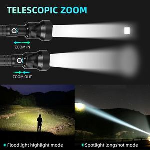 Custom Aluminum Alloy <b>LED</b> Flashlight <b>Rechargeable</b> Waterproof Camping USB Charging Magnetic Base Zoomable IP44 0-200M Spot Beam - Product Image 4