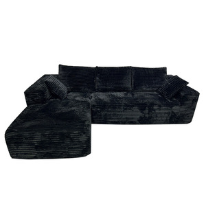 Canapé modulaire en forme de L en velours côtelé compressé, style nuage, sans assemblage - Product Image 5