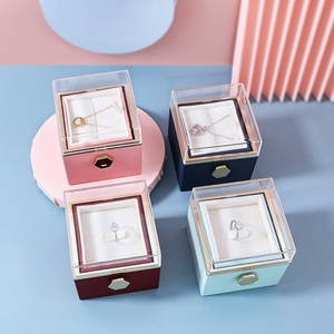 Creative Rotating Valentine's Day Elegant Rose Flower Jewelry Box for <b>Ring</b> and Necklace Packaging Stock Available - Product Image 2