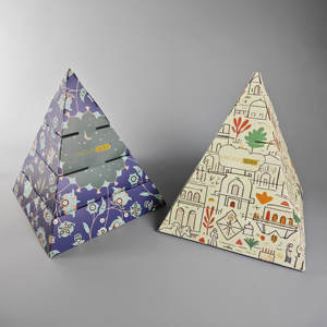 PACKINWAY カスタム食品包装 デザート用ピラミッド型ケーキボックス マットラミネート加工 積み重ね・盛り付け用クラフトプラッター - Product Image 5