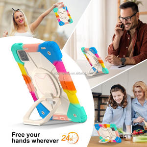 2024 xio मील पैड 7 प्रो भारी शुल्क सिलिकॉन पीसी रबर शॉकप्रूफ टैबलेट में पेन धारक कंधे का पट्टा और टैब केस - Product Image 2