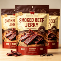 Sacs d'emballage pour biltong à impression numérique, faible MOQ, anti-odeur, mats, de qualité alimentaire, sachets stand-up pour viande séchée et snacks