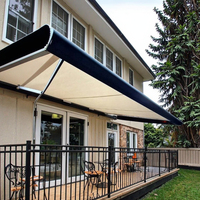 Auvent pare-soleil étanche en aluminium pour l'extérieur Restaurant Balcon Auvent rétractable avec ceinture lumineuse