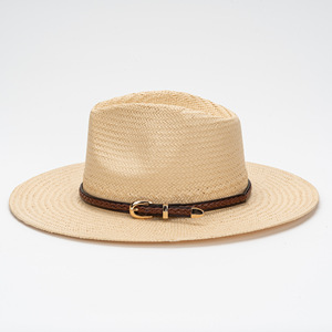 Sombrero de Paja Tejido de Ala Ancha con Hebilla Decorativa, Estilo Jazz, para Protección Solar al Aire Libre, Playa y Pesca, Nuevo Producto de Verano - Product Image 2