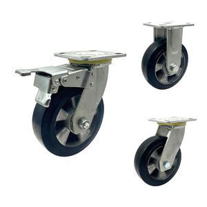 ล้อเลื่อนแบบหมุนได้ขนาด 6 นิ้ว พร้อมสายยางยืดหยุ่นสีดำ ขนาด 150 มม. แกนอะลูมิเนียมสำหรับงานหนัก ล้อแบบตันพร้อมลูกปืน - Product Image 3