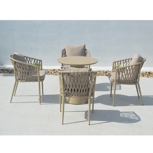 Backyard Furniture Patio Set <b>Outside</b> Aluminum Dining Tables and Rope Chairs - Product Image 4