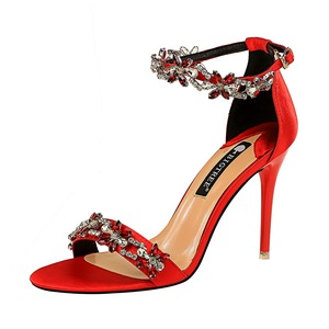 Zapatos de Tacón Alto de Boda para Mujer, de Alta Calidad, Clásicos, con Lentejuelas Brillantes, de Una Sola Correa, Tacón de Aguja de 8 cm, Punta Abierta, para Verano y Otoño - Product Image 3