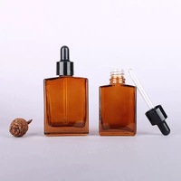 Flacon carré en verre pour huile essentielle, sérum, flacon compte-gouttes, emballage cosmétique, 30 ml, 50 ml, 100 ml