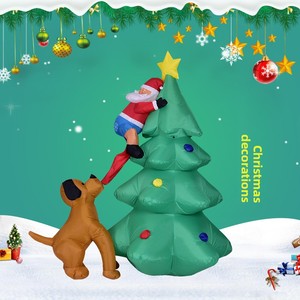 Modelo inflable navideño transfronterizo de 1.8m con luz, perro mordiendo el árbol de Navidad y decoraciones de anciano trepando el árbol - Product Image 1