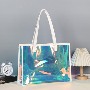 Wholesale Custom Luxury Waterproof Holographic PVC Tote <b>Bags</b> <b>Transparent</b> Color Shopping <b>Bags</b> - Product Image 5