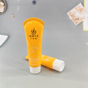 หลอดพลาสติกสีเหลืองสำหรับเครื่องสำอาง ขนาด 50 มล. แบบบีบได้ พร้อมฝาเกลียว ผิวมันเงา พิมพ์ซิลค์สกรีน สำหรับบรรจุภัณฑ์โลชั่น - Product Image 3